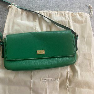 Frances Valentine Pebbled Leather Ellie Shoulder Purse Green NWOT, with canvas